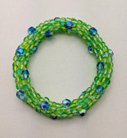 Continuous Pebbles Bangle - LIME APPLE GREEN and BLUE