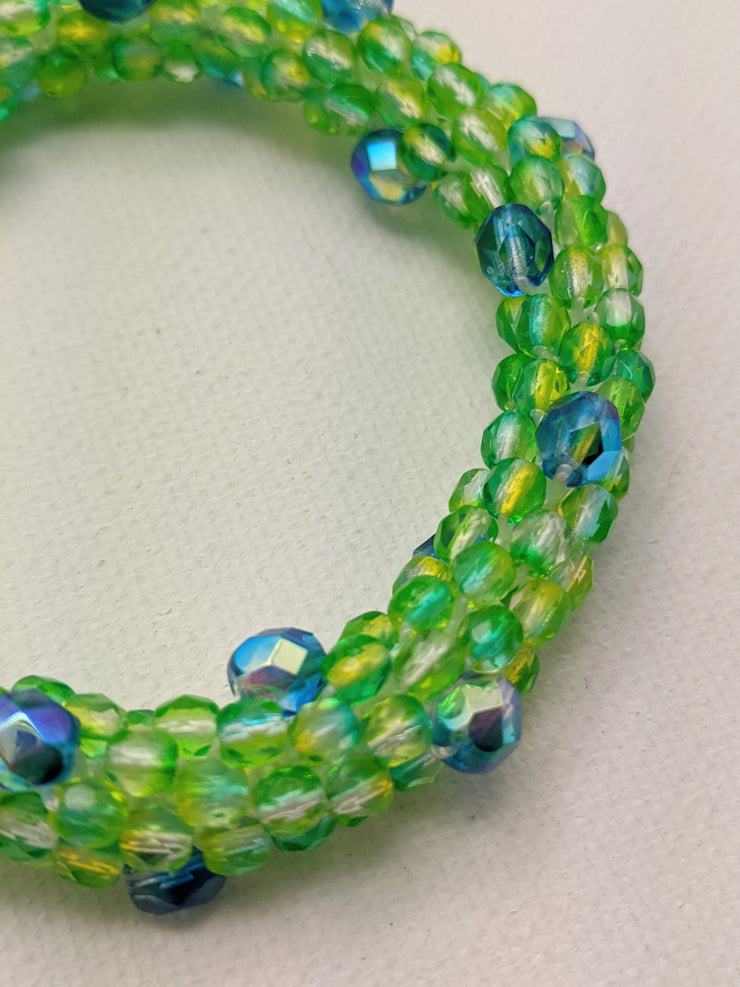 Continuous Pebbles Bangle - LIME APPLE GREEN and BLUE