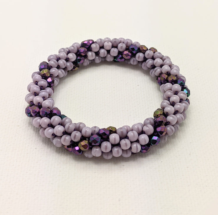 Continuous Bangle Bracelet - Lavender Swirl (Size Small)