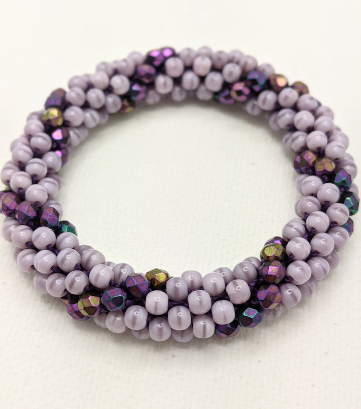 Continuous Bangle Bracelet - Lavender Swirl (Size Small)