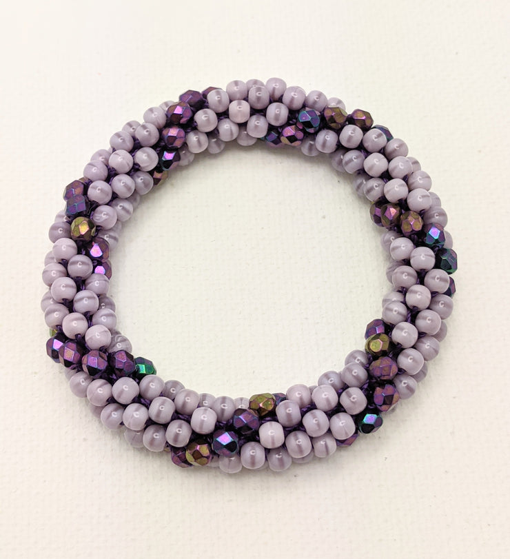 Continuous Bangle Bracelet - Lavender Swirl (Size Small)