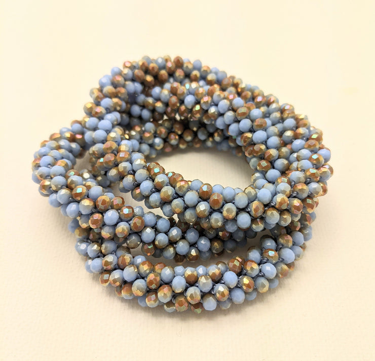 Continuous bangle bracelet - Powder Blue and Bronze Shimmer