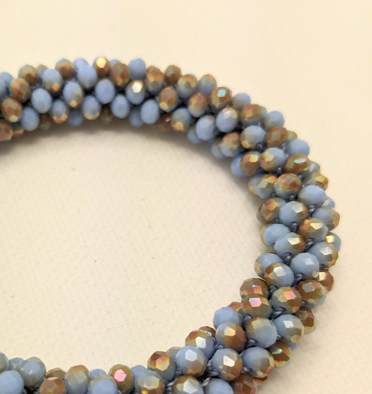 Continuous bangle bracelet - Powder Blue and Bronze Shimmer