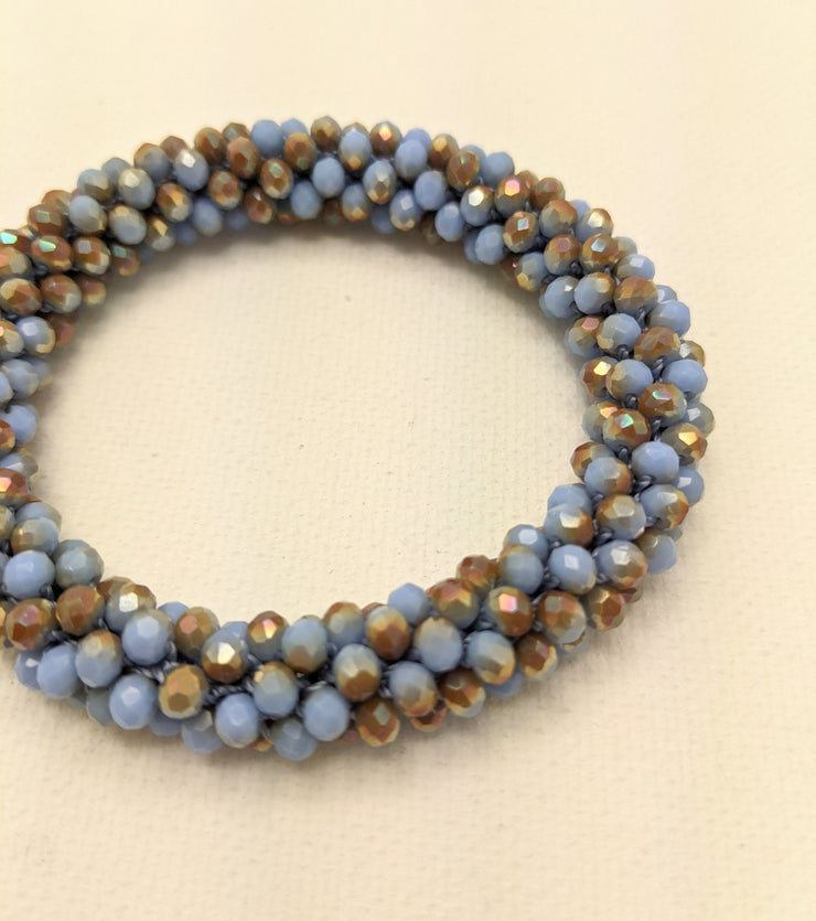 Continuous bangle bracelet - Powder Blue and Bronze Shimmer