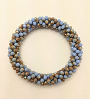 Continuous bangle bracelet - Powder Blue and Bronze Shimmer