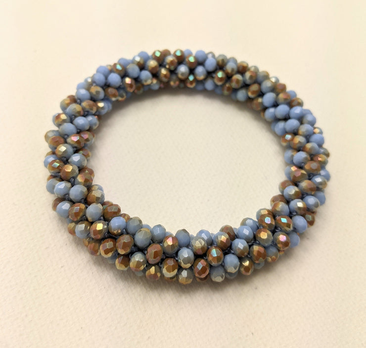 Continuous bangle bracelet - Powder Blue and Bronze Shimmer