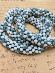Continuous bangle bracelet - Shimmering Teal and White