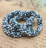 Continuous bangle bracelet - Shimmering Teal and White