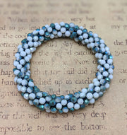 Continuous bangle bracelet - Shimmering Teal and White