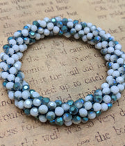 Continuous bangle bracelet - Shimmering Teal and White