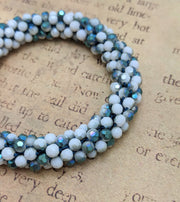 Continuous bangle bracelet - Shimmering Teal and White