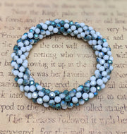 Continuous bangle bracelet - Shimmering Teal and White