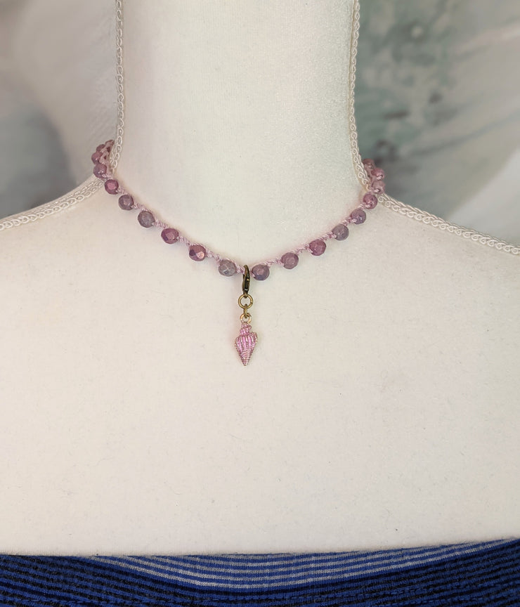 OCEAN LOVE CHOKER - Bohemian Chic - Pink-n-Purple  - Conch