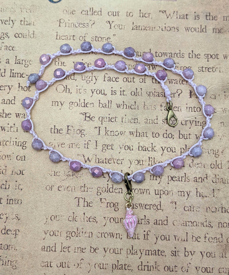 OCEAN LOVE CHOKER - Bohemian Chic - Pink-n-Purple  - Conch