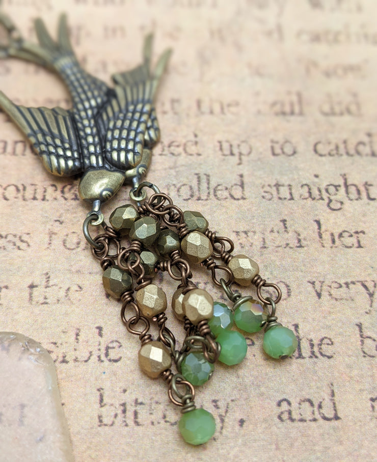Serenity Earrings - Ombre and Moss Green Crystals