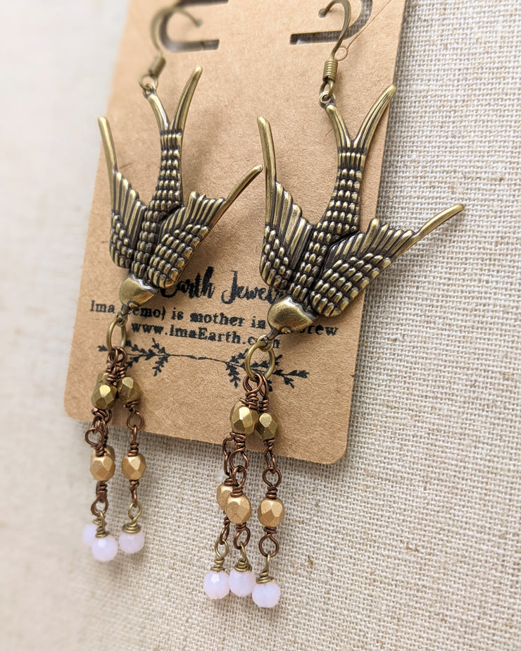 Serenity Earrings - Ombre and Ice Pink Crystals