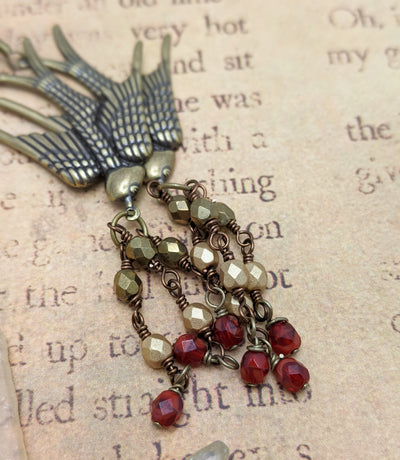 Serenity Earrings - Ombre and Cherry Red Crystals