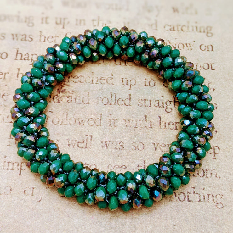 Bangle Bracelet - for XS Adult wrist - GREEN SLATE SPARKLE