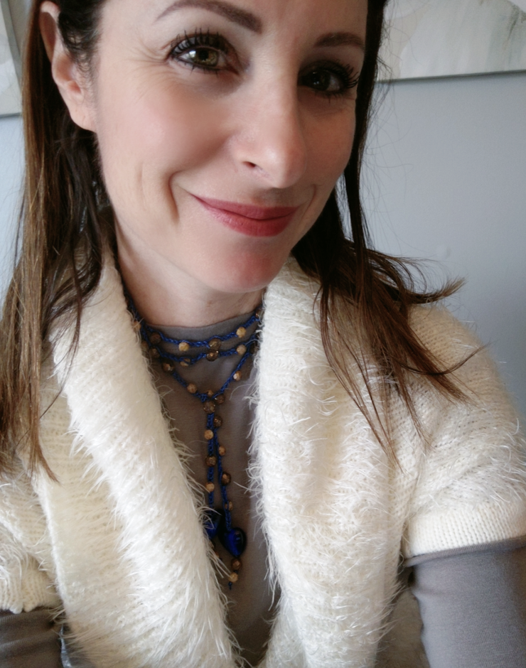 Bohemian Chic Lariat - ROYAL - Deep blue and Amber tones