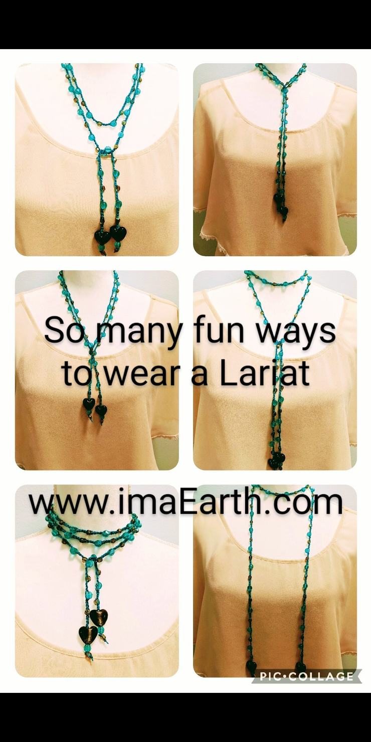 Bohemian Chic Lariat - Pewter and Lavender tones