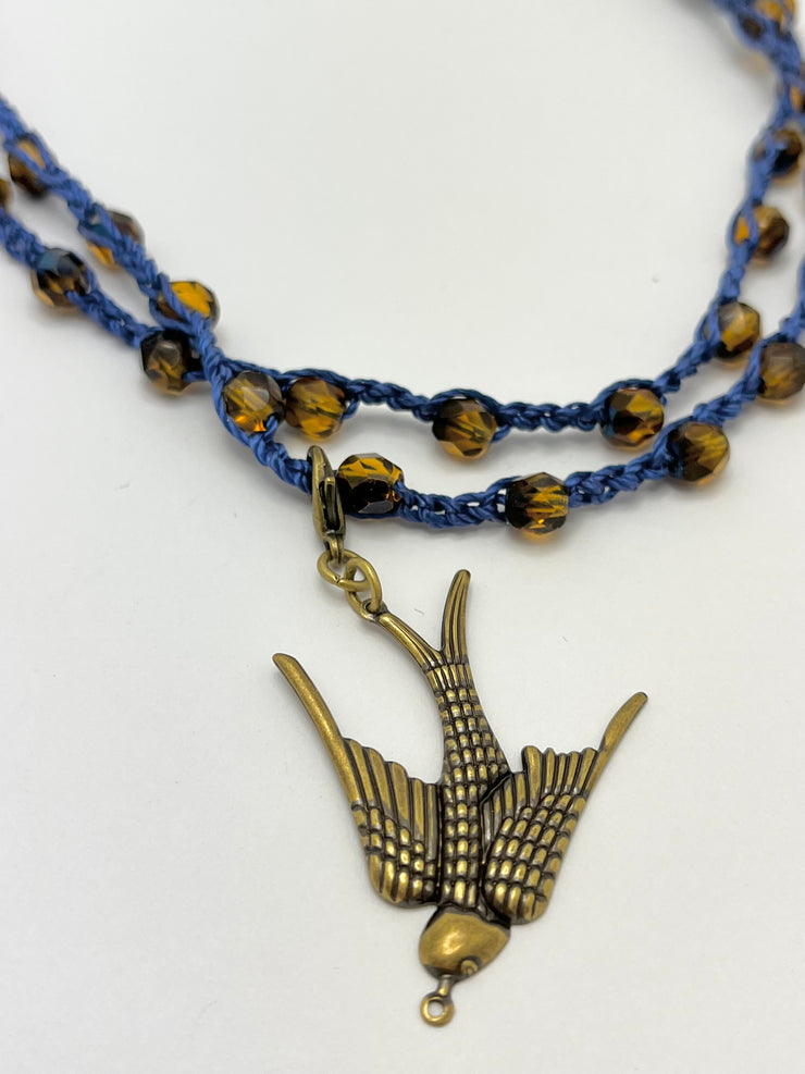 Bohemian Chic Mask Chain - Blue and Bronze