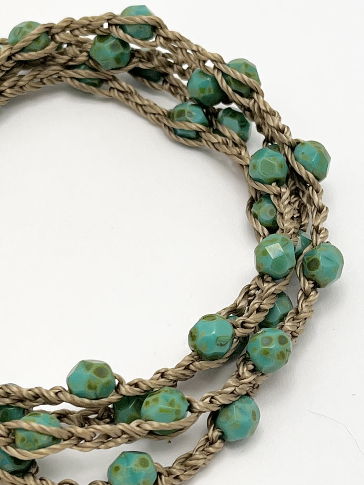 Bohemian Chic Mask Chain - Speckled Turquoise and Taupe