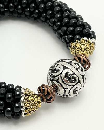 Thick focal bead bangle • Size S-XS • BLACK, SILVER, GOLD, BRONZE