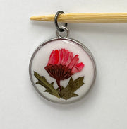 Real Flowers in Resin Pendant - Red flower ❤️ over 🤍 White Resin • Silver Frame