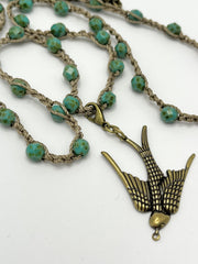 Bohemian Chic Mask Chain - Speckled Turquoise and Taupe