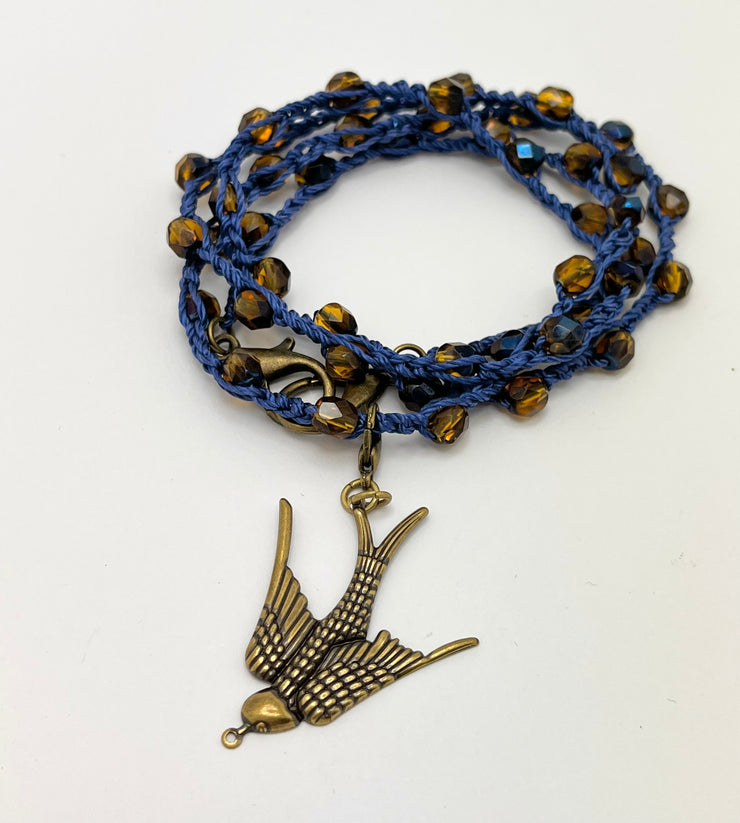 Bohemian Chic Mask Chain - Blue and Bronze