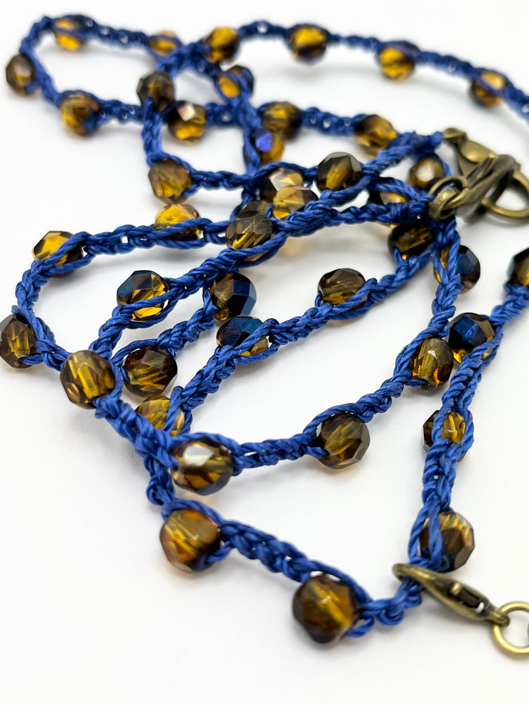Bohemian Chic Mask Chain - Blue and Bronze