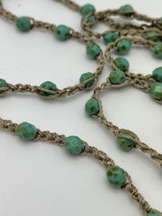 Bohemian Chic Mask Chain - Speckled Turquoise and Taupe