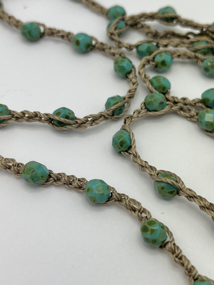Bohemian Chic Mask Chain - Speckled Turquoise and Taupe
