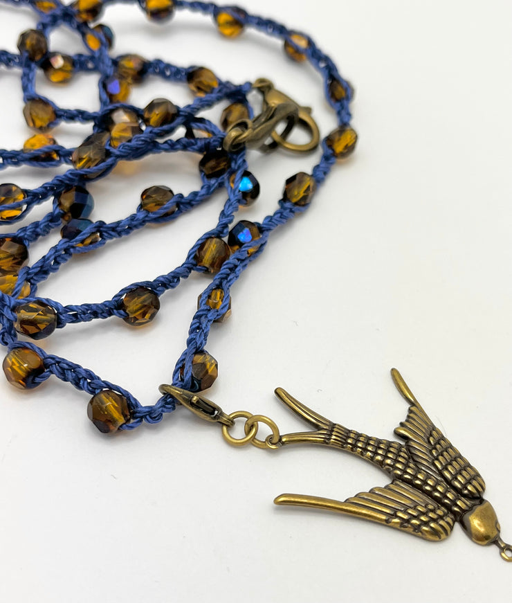 Bohemian Chic Mask Chain - Blue and Bronze