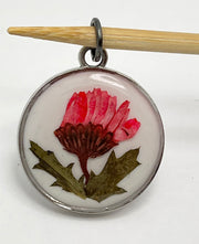 Real Flowers in Resin Pendant - Red flower ❤️ over 🤍 White Resin • Silver Frame