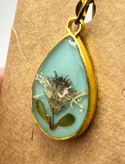 Real Flowers in Resin Pendant - With Gold Frame