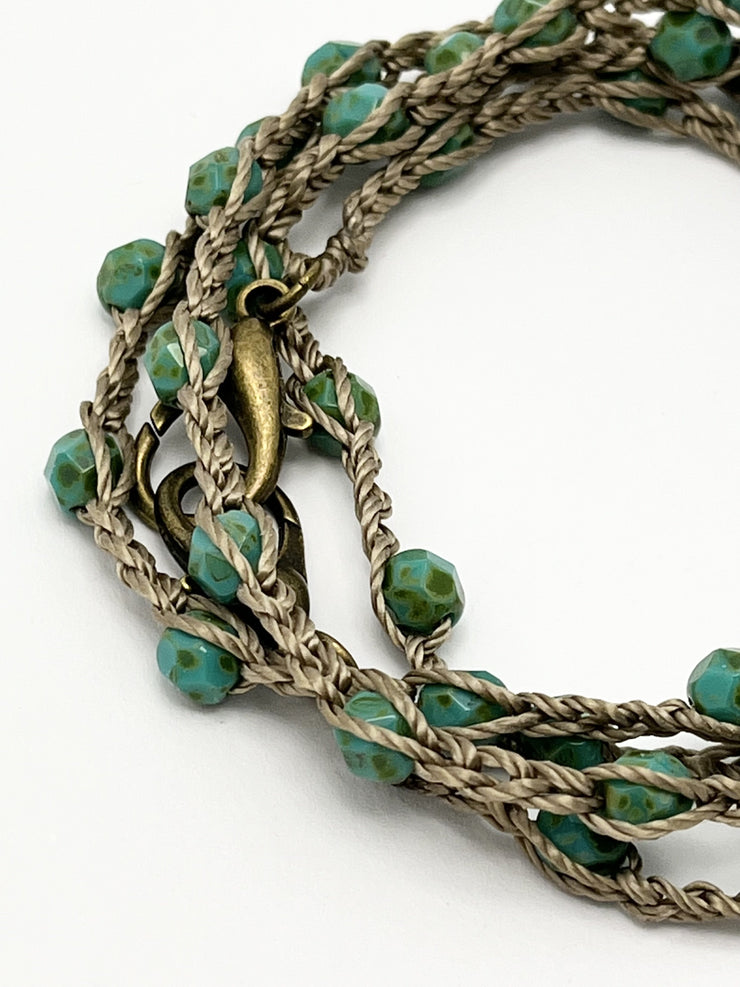 Bohemian Chic Mask Chain - Speckled Turquoise and Taupe