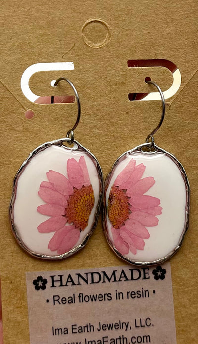 Real Flowers EARRINGS 🌸 Silver frame