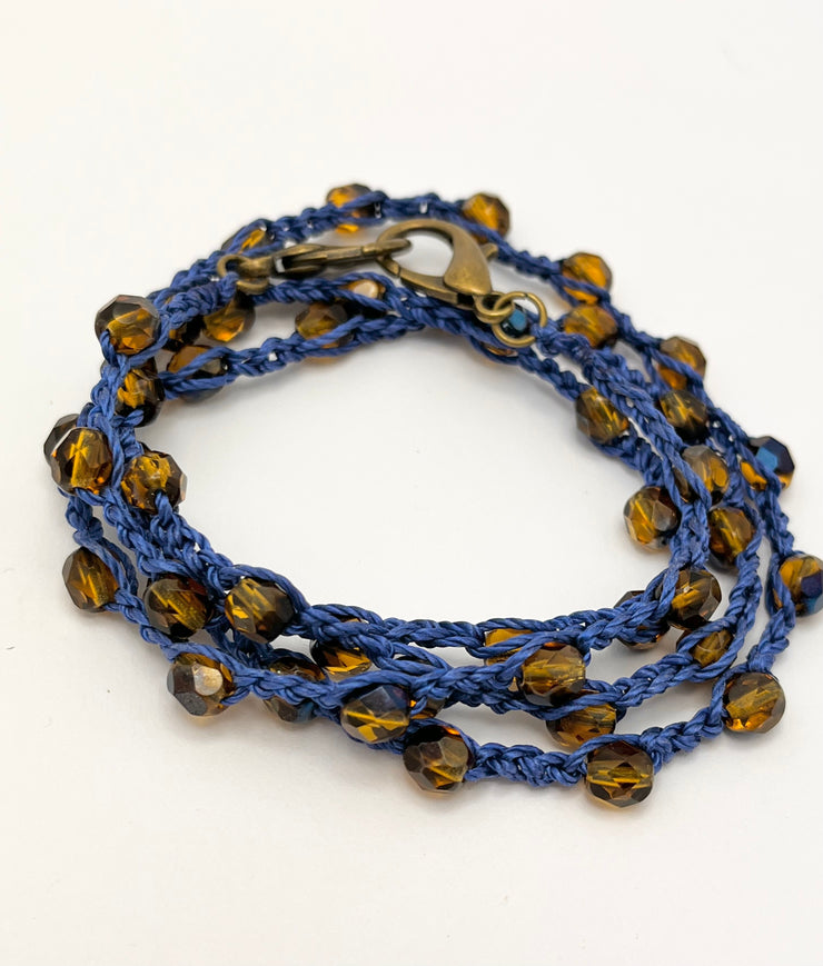 Bohemian Chic Mask Chain - Blue and Bronze