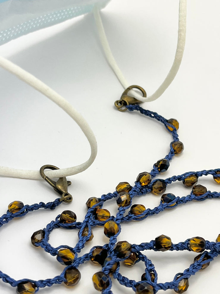 Bohemian Chic Mask Chain - Blue and Bronze