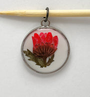 Real Flowers in Resin Pendant - Red flower ❤️ over 🤍 White Resin • Silver Frame