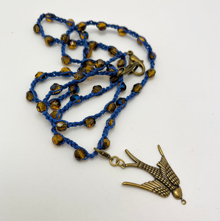 Bohemian Chic Mask Chain - Blue and Bronze