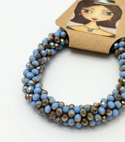 Continuous bangle bracelet - Powder Blue and Bronze Shimmer