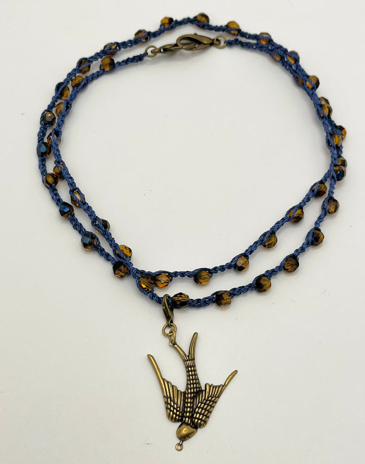 Bohemian Chic Mask Chain - Blue and Bronze