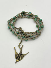 Bohemian Chic Mask Chain - Speckled Turquoise and Taupe