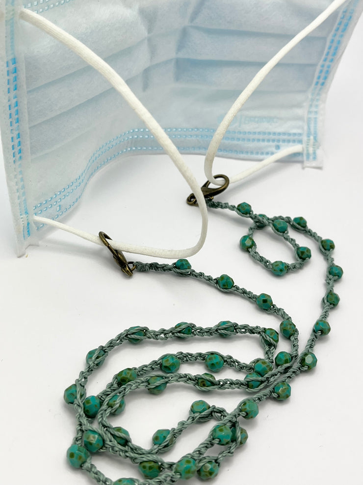 Bohemian Chic Mask Chain - Speckled Turquoise