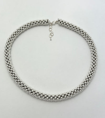 Sterling Silver Beaded Necklace Rope with Clasp