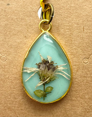 Real Flowers in Resin Pendant - With Gold Frame