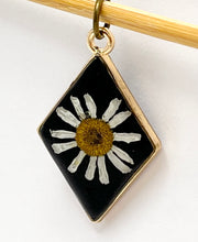 Real Flowers in Resin Pendant - 🤍 Echinacea Flower over Black Resin • Gold Frame