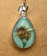 Real Flowers in Resin Pendant - With Silver Frame